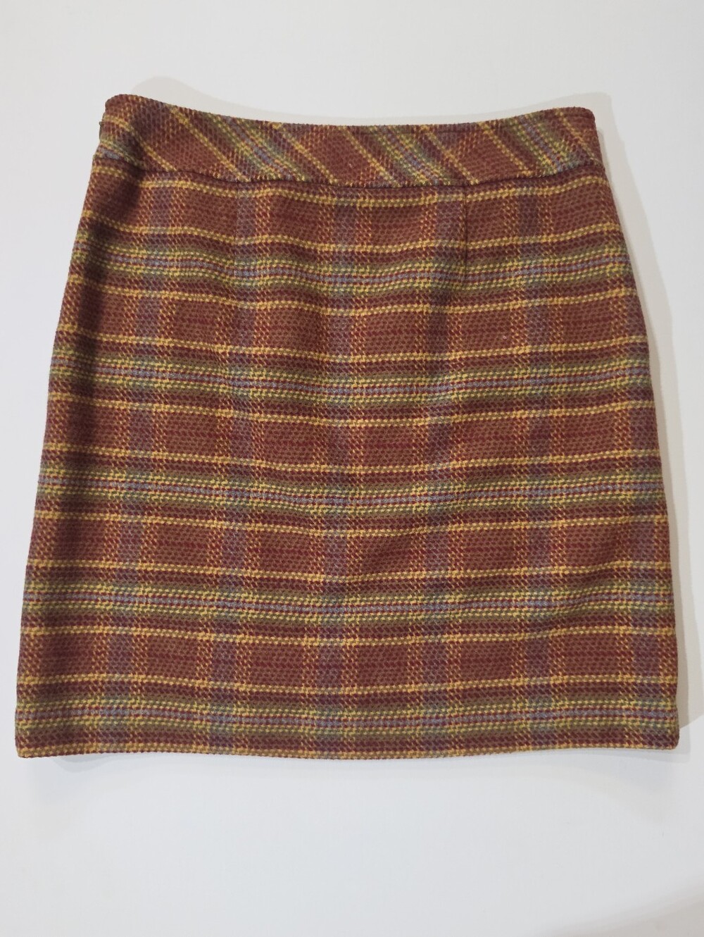 Talbots Wool Blend Mini Skirt Womens Size 10 Red Gold Blue Dark Academia